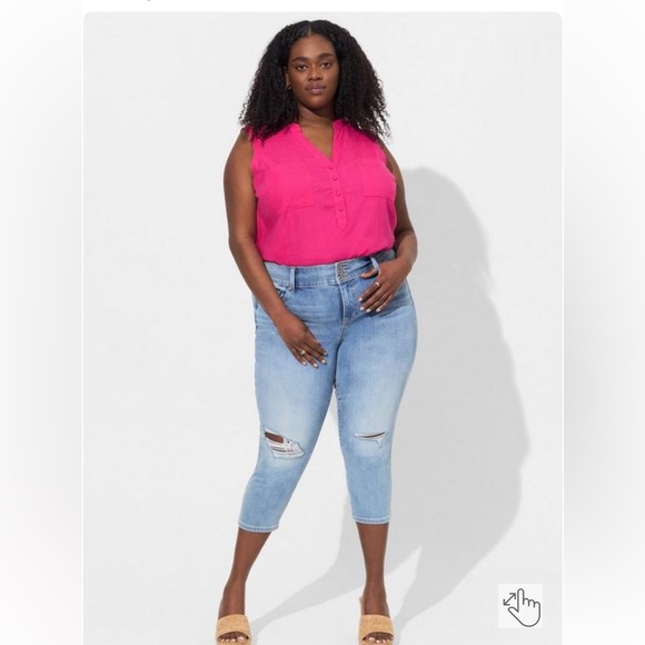 NWT Torrid Harper Linen Pullover Tank Size 2x pink peacock - Picture 2 of 7